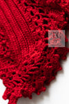CHANEL 04S Red Crochet Frilled Knit Cardigan 34 38 40 シャネル レッド クロシェ フリル ニット カーディガン 即発