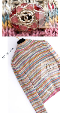 CHANEL 17C Marigold Creme Cotton Knit Biker Jacket Cardigan 38 シャネル マリゴールド クリーム コットン ニット ライダース ジャケット カーディガン 即発