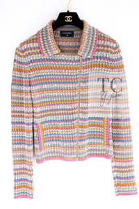 CHANEL 17C Marigold Creme Cotton Knit Biker Jacket Cardigan 38 シャネル マリゴールド クリーム コットン ニット ライダース ジャケット カーディガン 即発