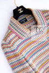 CHANEL 17C Marigold Creme Cotton Knit Biker Jacket Cardigan 38 シャネル マリゴールド クリーム コットン ニット ライダース ジャケット カーディガン 即発