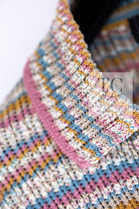 CHANEL 17C Marigold Creme Cotton Knit Biker Jacket Cardigan 38 シャネル マリゴールド クリーム コットン ニット ライダース ジャケット カーディガン 即発
