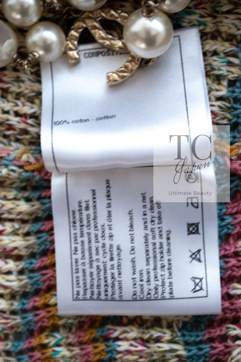 CHANEL 17C Marigold Creme Cotton Knit Biker Jacket Cardigan 38 シャネル マリゴールド クリーム コットン ニット ライダース ジャケット カーディガン 即発