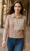 CHANEL 17C Marigold Creme Cotton Knit Biker Jacket Cardigan 38 シャネル マリゴールド クリーム コットン ニット ライダース ジャケット カーディガン 即発