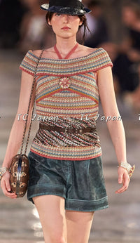 CHANEL 17C Marigold Creme Cotton Knit Biker Jacket Cardigan 38 シャネル マリゴールド クリーム コットン ニット ライダース ジャケット カーディガン 即発
