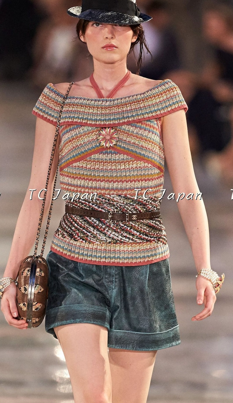 CHANEL 17C Marigold Creme Cotton Knit Biker Jacket Cardigan 38 シャネル マリゴールド クリーム コットン ニット ライダース ジャケット カーディガン 即発