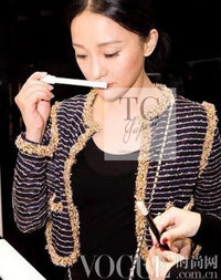 CHANEL 15C Navy Gold Metallic Pearl Trim Cardigan & Vest 38 シャネル ネイビー ゴールド メタリック パール トリミング カーディガン & ベスト 即発