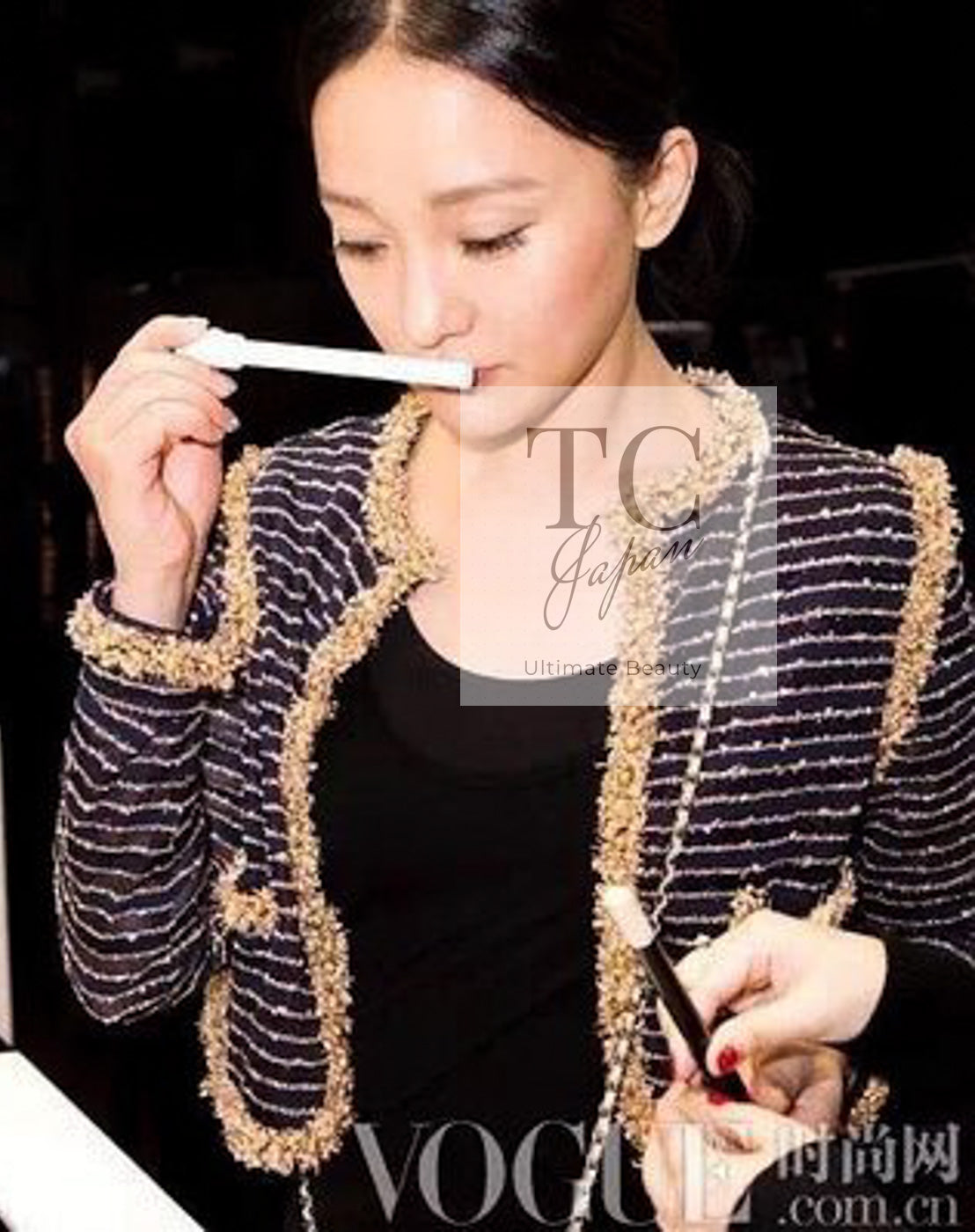CHANEL 15C Navy Gold Metallic Pearl Trim Cardigan & Vest 38 シャネル ネイビー ゴールド メタリック パール トリミング カーディガン & ベスト 即発