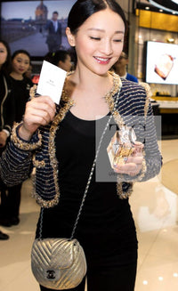 CHANEL 15C Navy Gold Metallic Pearl Trim Cardigan & Vest 38 シャネル ネイビー ゴールド メタリック パール トリミング カーディガン & ベスト 即発