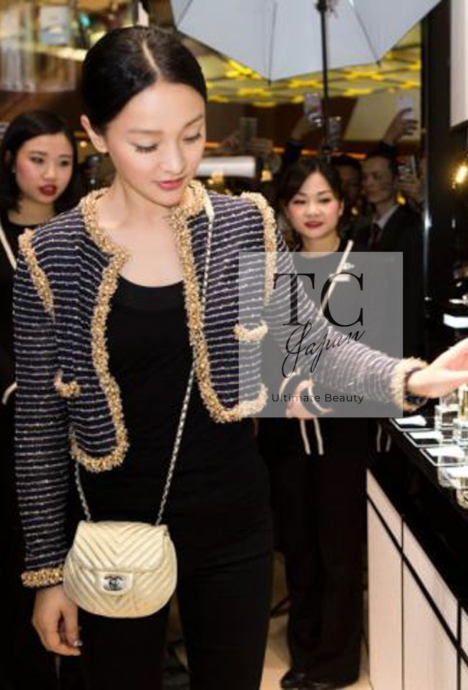 CHANEL 15C Navy Gold Metallic Pearl Trim Cardigan & Vest 38 シャネル ネイビー ゴールド メタリック パール トリミング カーディガン & ベスト 即発