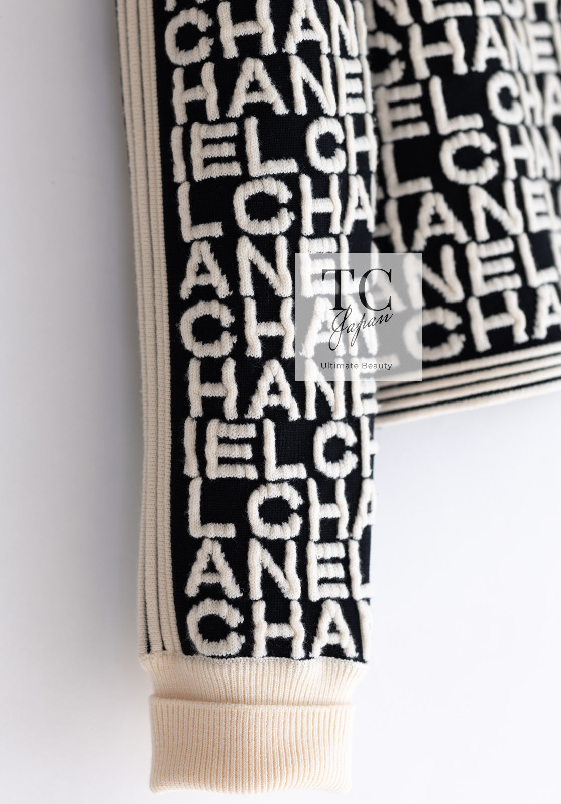 シャネル セーター CHANEL ブラック アイボリー ロゴ ニット トップス