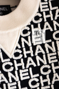 CHANEL 19N Black Ivory Logo Knit Tops Sweater 34 シャネル ブラック アイボリー ロゴ ニット トップス スウェット セーター 即発