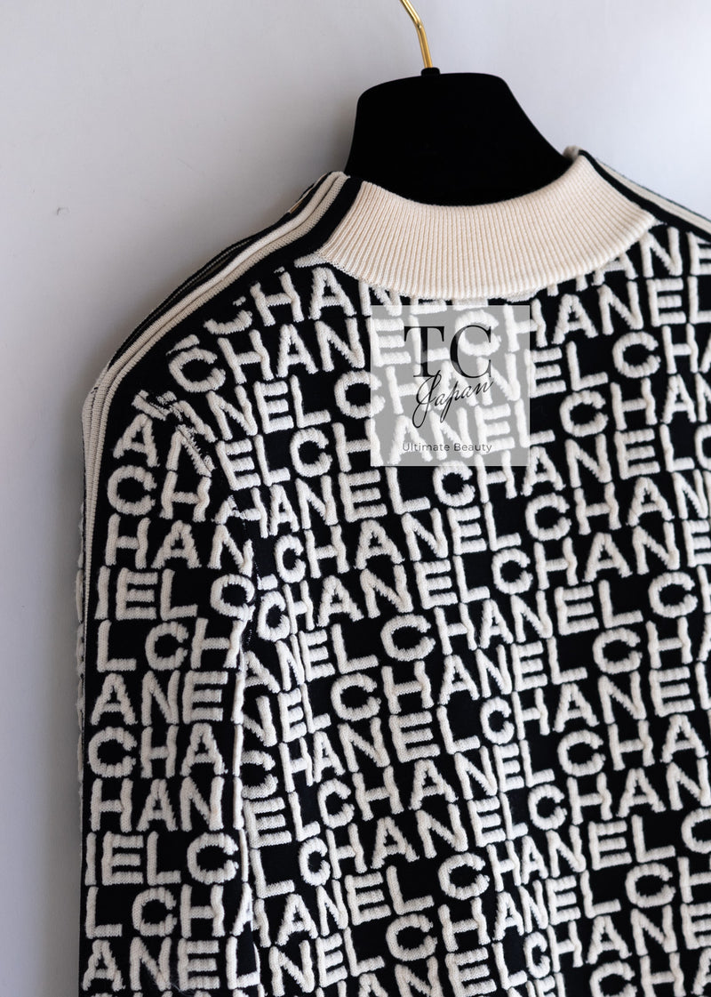 CHANEL 19N Black Ivory Logo Knit Tops Sweater 34 シャネル ブラック アイボリー ロゴ ニット トップス スウェット セーター 即発