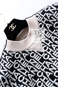 CHANEL 19N Black Ivory Logo Knit Tops Sweater 34 シャネル ブラック アイボリー ロゴ ニット トップス スウェット セーター 即発