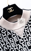 CHANEL 19N Black Ivory Logo Knit Tops Sweater 34 シャネル ブラック アイボリー ロゴ ニット トップス スウェット セーター 即発