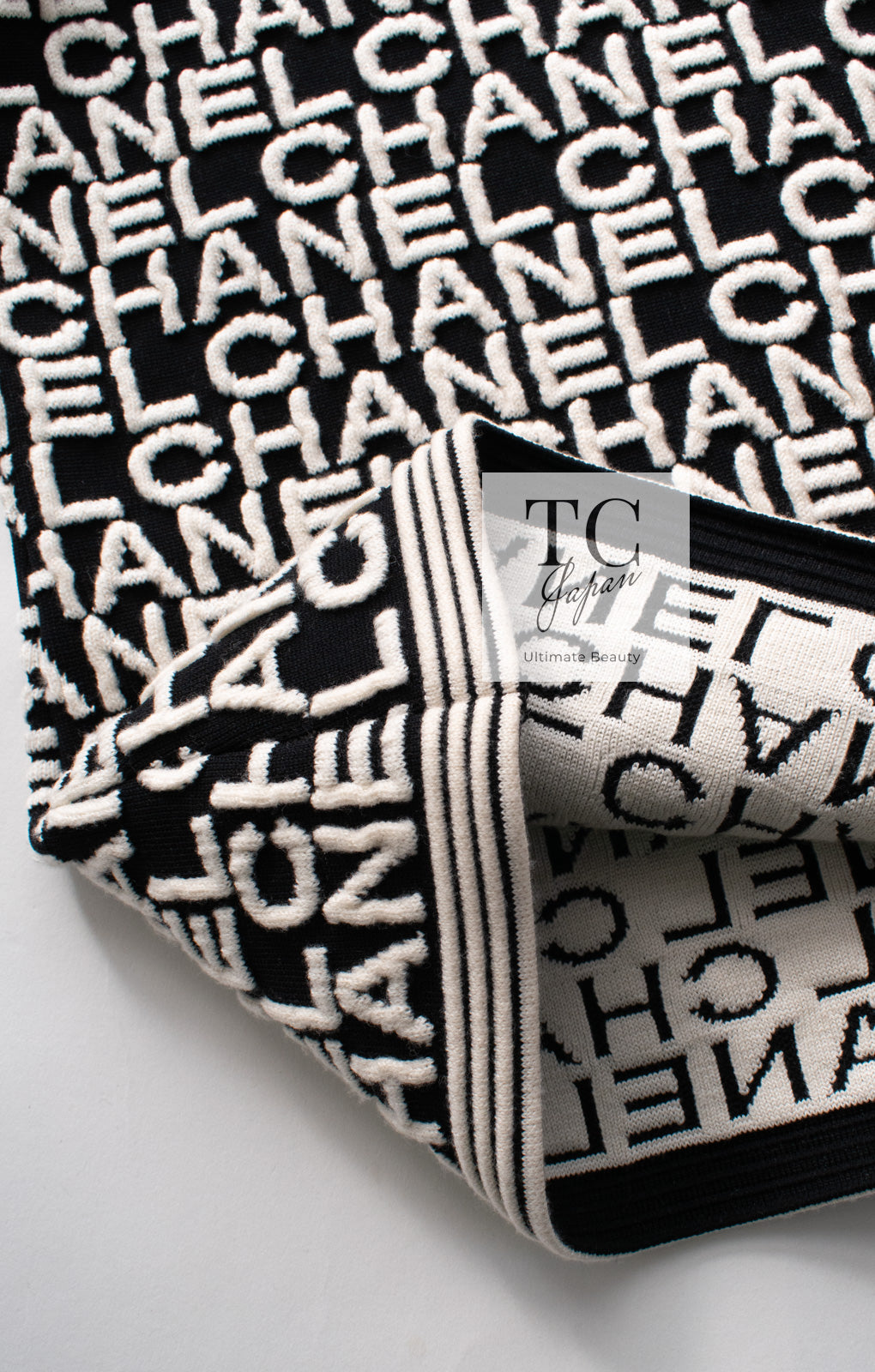 シャネル セーター CHANEL ブラック アイボリー ロゴ ニット トップス