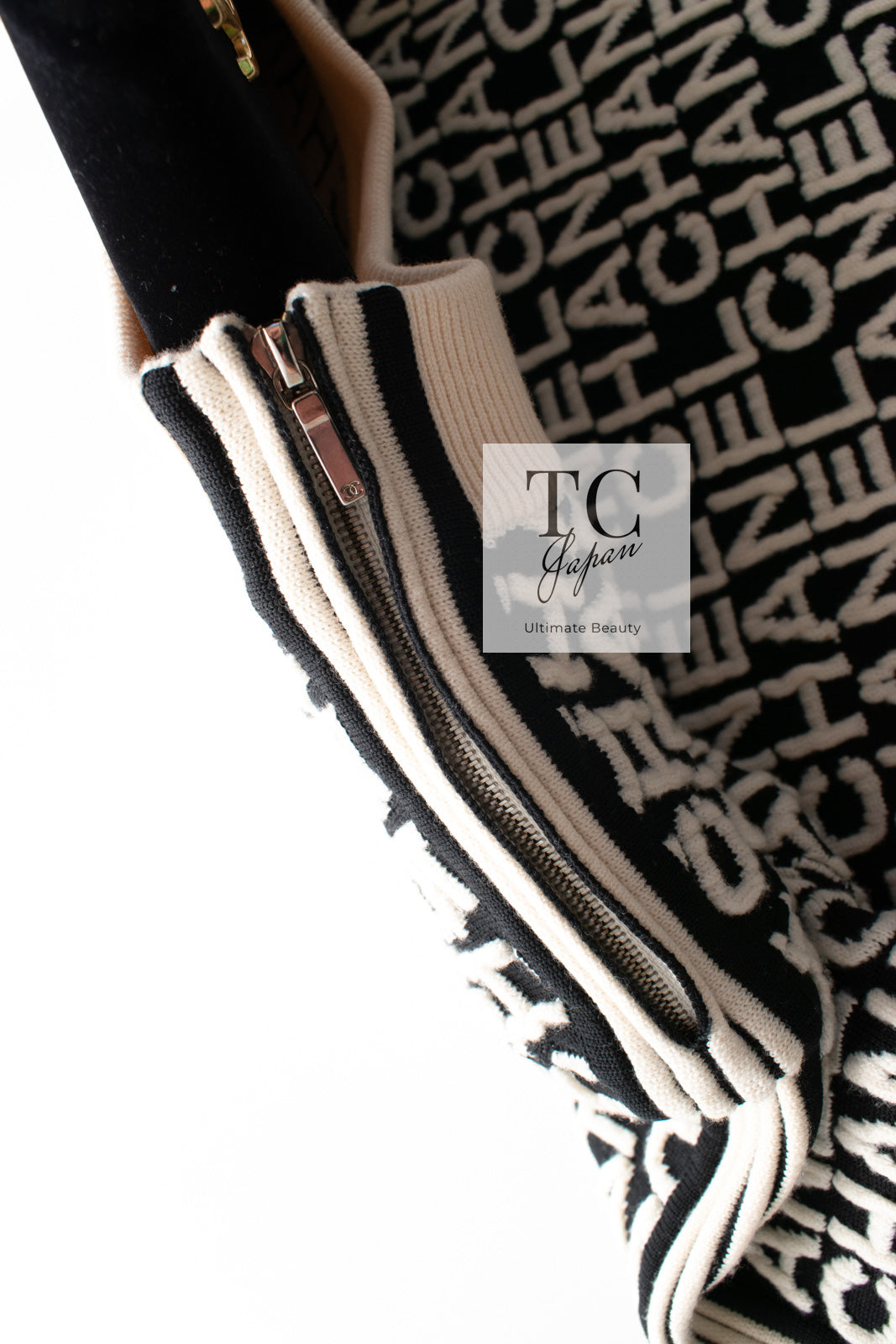 シャネル セーター CHANEL ブラック アイボリー ロゴ ニット トップス