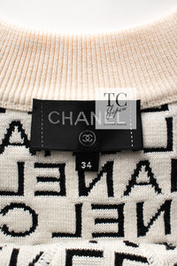 CHANEL 19N Black Ivory Logo Knit Tops Sweater 34 シャネル ブラック アイボリー ロゴ ニット トップス スウェット セーター 即発