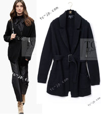 CHANEL 17B Black Gabrielle Coco Cashmere Coat Long Cardigan 38 40 シャネル ブラック ガブリエル ココ カシミア コート ロング カーディガン 即発