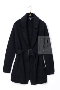 CHANEL 17B Black Gabrielle Coco Cashmere Coat Long Cardigan 38 40 シャネル ブラック ガブリエル ココ カシミア コート ロング カーディガン 即発