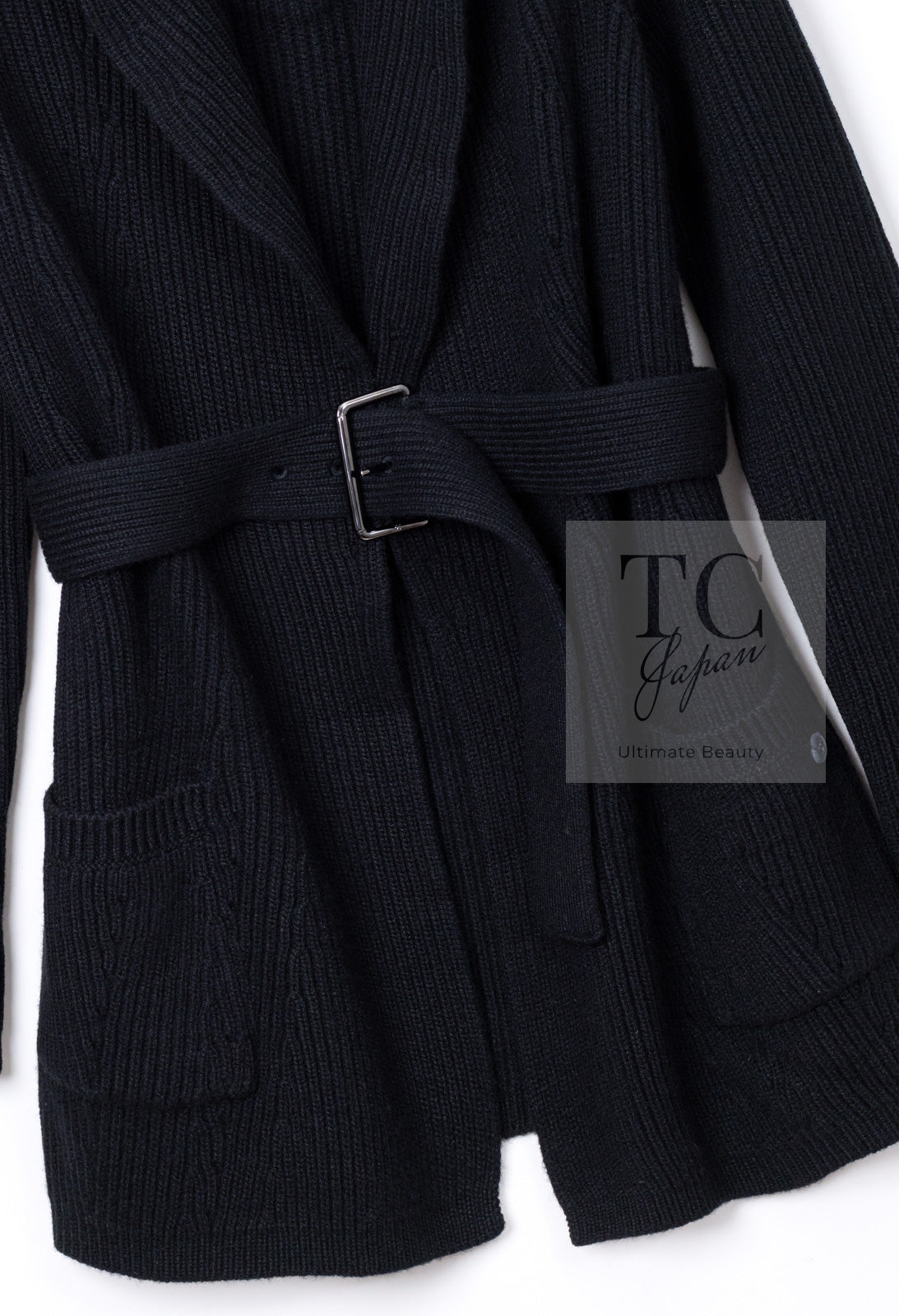 CHANEL 17B Black Gabrielle Coco Cashmere Coat Long Cardigan 38 40 シャネル ブラック ガブリエル ココ カシミア コート ロング カーディガン 即発