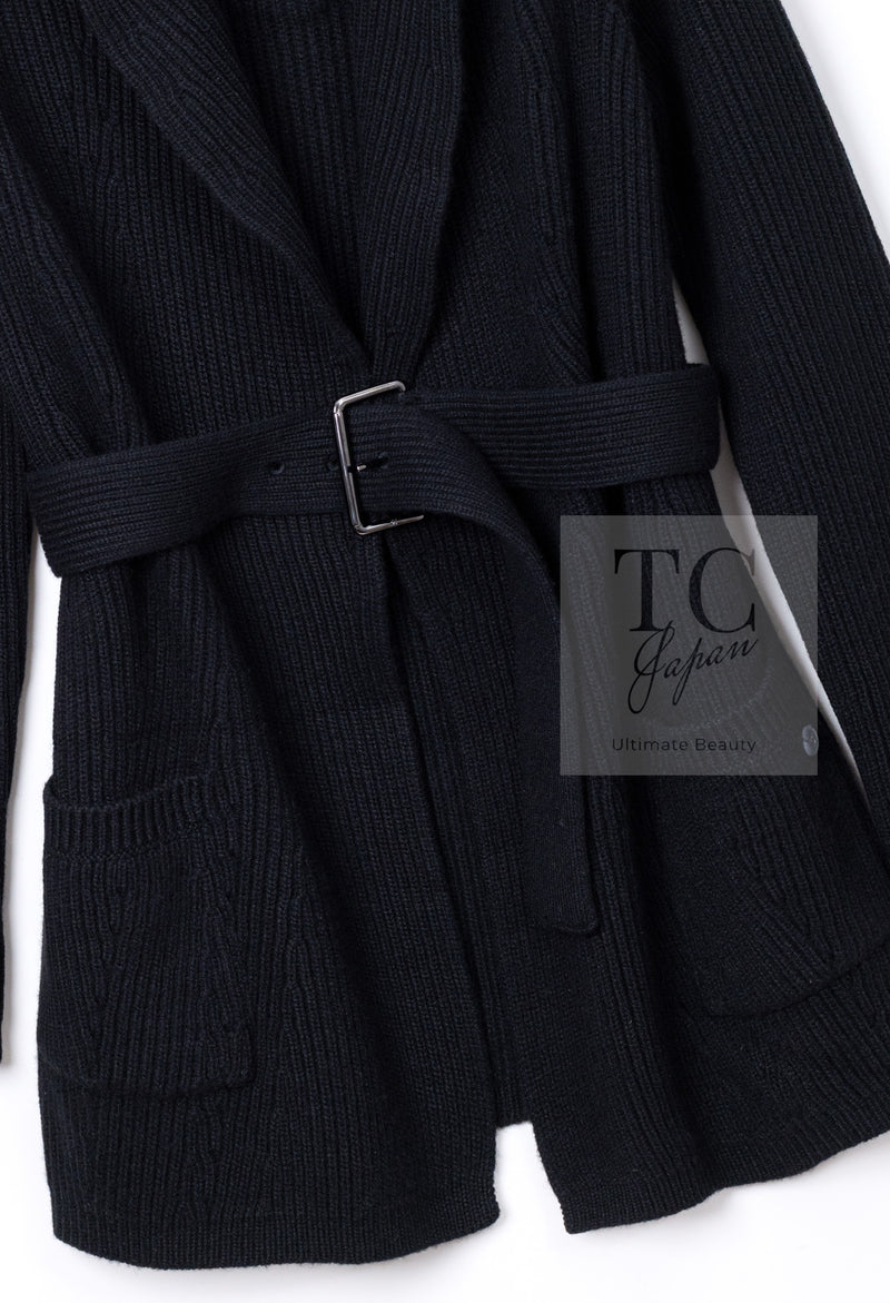 CHANEL 17B Black Gabrielle Coco Cashmere Coat Long Cardigan 38 40 シャネル ブラック ガブリエル ココ カシミア コート ロング カーディガン 即発
