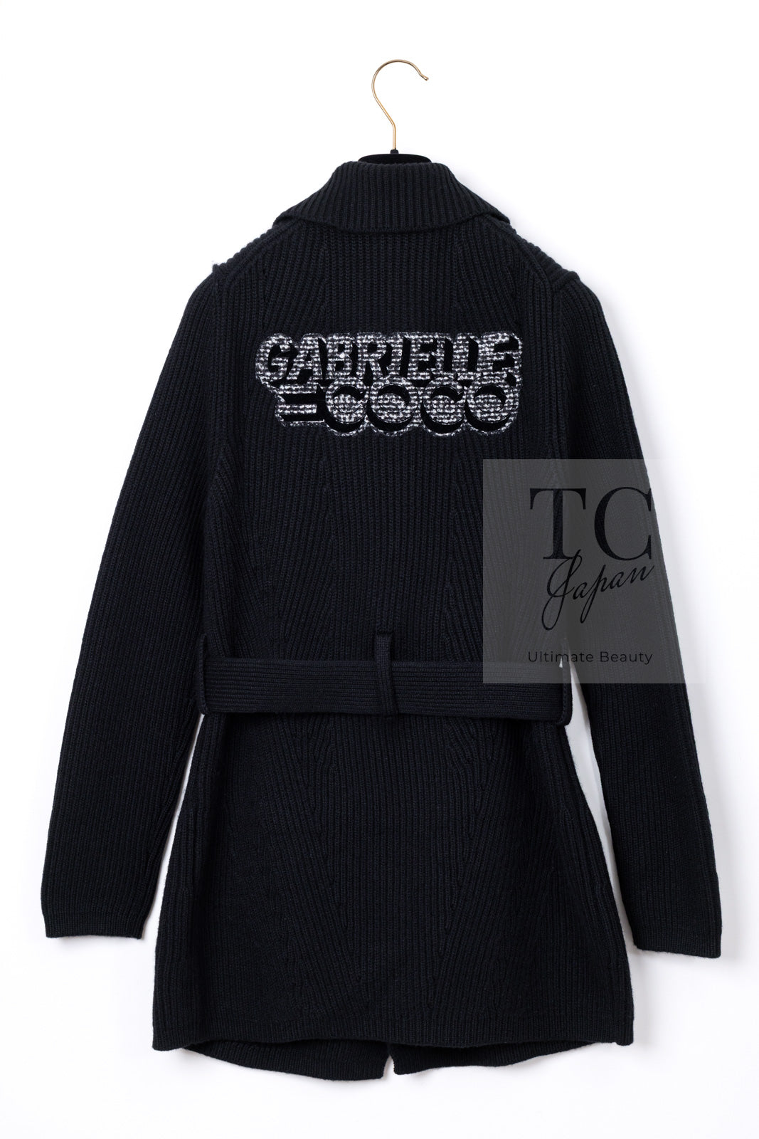 CHANEL 17B Black Gabrielle Coco Cashmere Coat Long Cardigan 38 40 シャネル ブラック ガブリエル ココ カシミア コート ロング カーディガン 即発