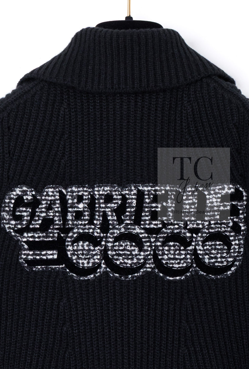 CHANEL 17B Black Gabrielle Coco Cashmere Coat Long Cardigan 38 40 シャネル ブラック ガブリエル ココ カシミア コート ロング カーディガン 即発