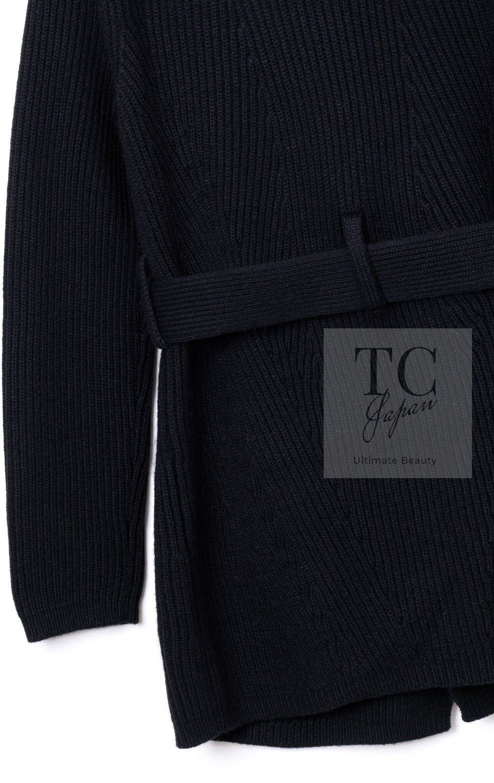 CHANEL 17B Black Gabrielle Coco Cashmere Coat Long Cardigan 38 40 シャネル ブラック ガブリエル ココ カシミア コート ロング カーディガン 即発