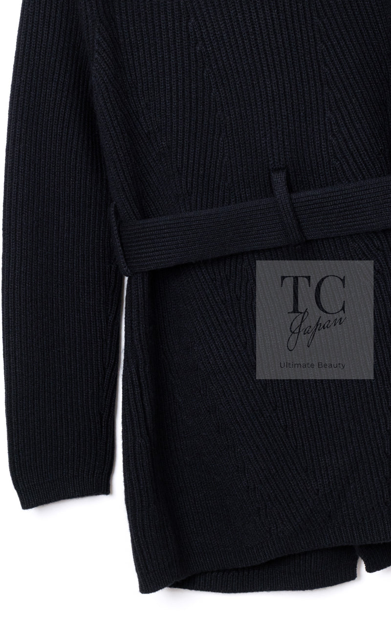 CHANEL 17B Black Gabrielle Coco Cashmere Coat Long Cardigan 38 40 シャネル ブラック ガブリエル ココ カシミア コート ロング カーディガン 即発