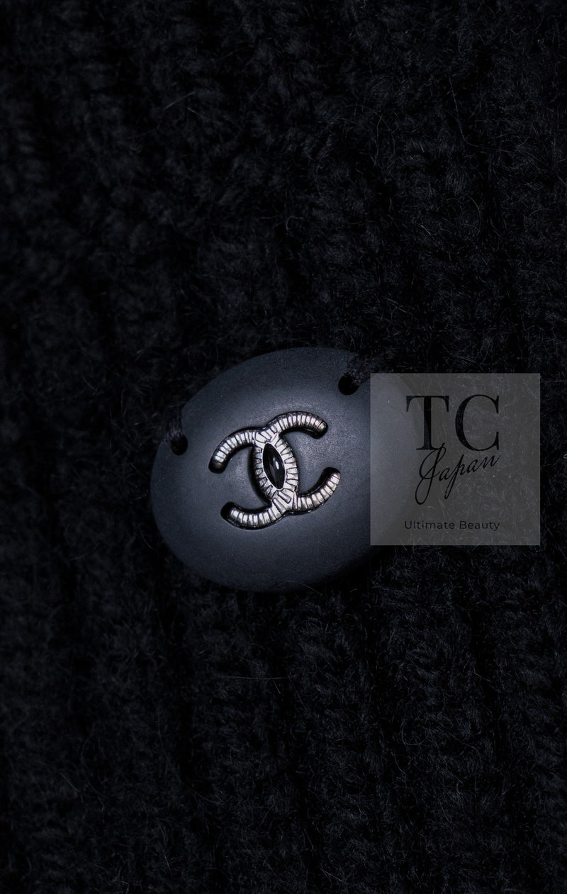 CHANEL 17B Black Gabrielle Coco Cashmere Coat Long Cardigan 38 40 シャネル ブラック ガブリエル ココ カシミア コート ロング カーディガン 即発