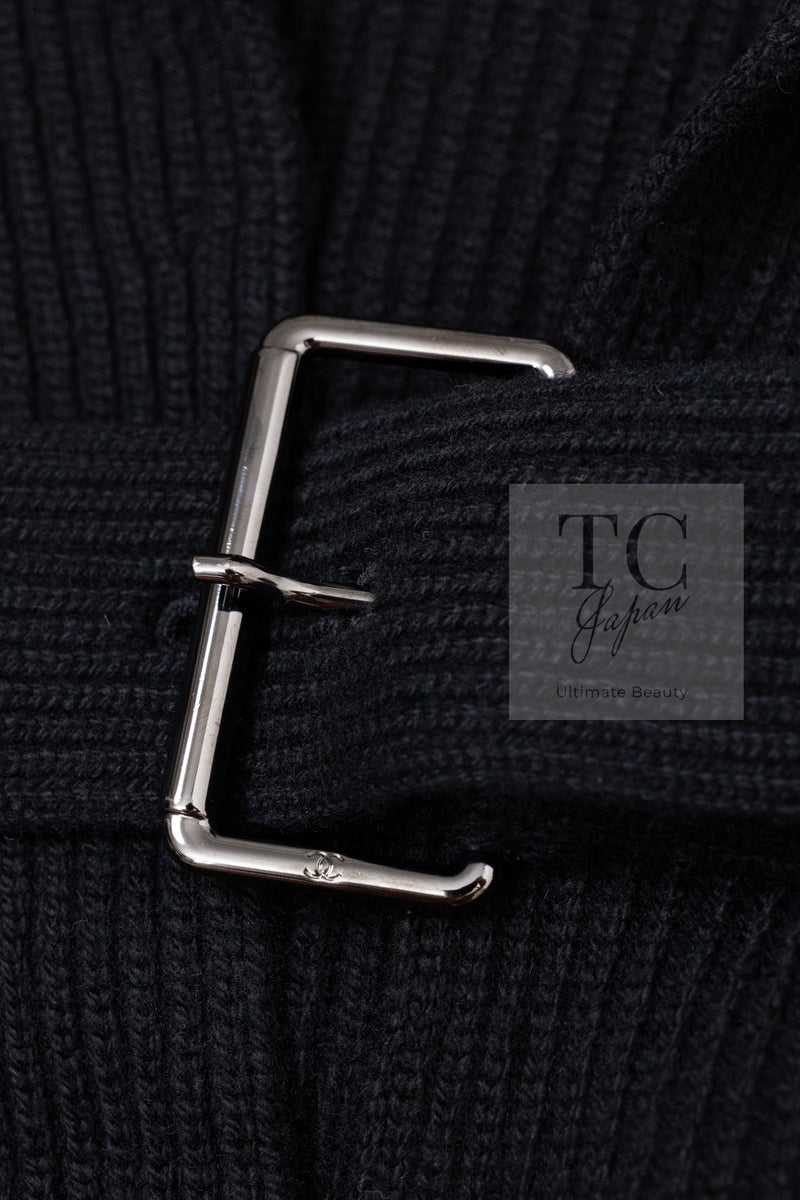CHANEL 17B Black Gabrielle Coco Cashmere Coat Long Cardigan 38 40 シャネル ブラック ガブリエル ココ カシミア コート ロング カーディガン 即発