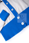 CHANEL 19S Ivory Blue Line Logo Cashmere Knit Cardigan 42 シャネル アイボリー ブルー バイカラー ロゴ カシミヤ 100% ニット カーディガン 即発