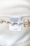 CHANEL 19S Ivory Blue Line Logo Cashmere Knit Cardigan 42 シャネル アイボリー ブルー バイカラー ロゴ カシミヤ 100% ニット カーディガン 即発