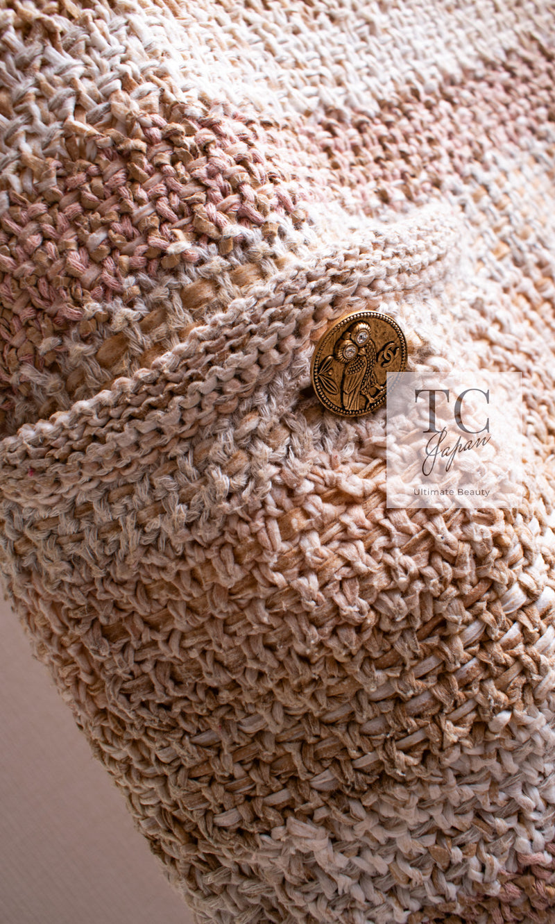 CHANEL 18C Beige Peach Knit Dress 42 シャネル ベージュ ピーチ ニット ワンピース 即発