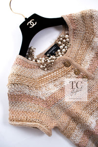 CHANEL 18C Beige Peach Knit Dress 42 シャネル ベージュ ピーチ ニット ワンピース 即発