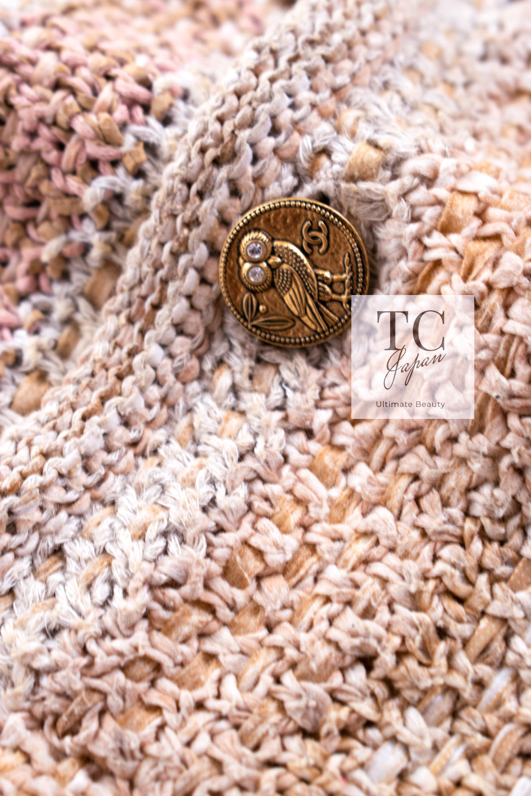 CHANEL 18C Beige Peach Knit Dress 42 シャネル ベージュ ピーチ ニット ワンピース 即発