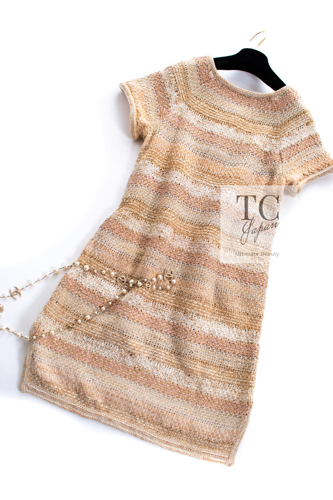 シャネル ワンピース CHANEL ベージュ ピーチ ニット 18C Beige