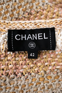CHANEL 18C Beige Peach Knit Dress 42 シャネル ベージュ ピーチ ニット ワンピース 即発
