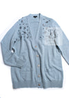 CHANEL 16PF Pale Blue Cashmere 100 Knit Cardigan 50 シャネル ペールブルー カシミヤ 100 ニット カーディガン ハンドメイド シルバー 装飾 即発