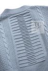 CHANEL 16PF Pale Blue Cashmere 100 Knit Cardigan 50 シャネル ペールブルー カシミヤ 100 ニット カーディガン ハンドメイド シルバー 装飾 即発