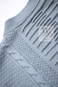 CHANEL 16PF Pale Blue Cashmere 100 Knit Cardigan 50 シャネル ペールブルー カシミヤ 100 ニット カーディガン ハンドメイド シルバー 装飾 即発