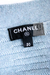 CHANEL 16PF Pale Blue Cashmere 100 Knit Cardigan 50 シャネル ペールブルー カシミヤ 100 ニット カーディガン ハンドメイド シルバー 装飾 即発