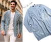 CHANEL 16PF Pale Blue Cashmere 100 Knit Cardigan 50 シャネル ペールブルー カシミヤ 100 ニット カーディガン ハンドメイド シルバー 装飾 即発