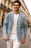 CHANEL 16PF Pale Blue Cashmere 100 Knit Cardigan シャネル ペールブルー カシミヤ 100 ニット カーディガン ハンドメイド シルバー 装飾 即発