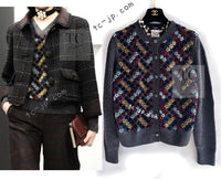 CHANEL 15B Charcoal Gray Silk Wool Cashmere Floral Applique Knit Cardigan 38 40 42 シャネル チャコールグレー シルク ウール カシミヤ お花アップリケ ニット カーディガン 即発