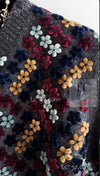 CHANEL 15B Charcoal Gray Silk Wool Cashmere Floral Applique Knit Cardigan 38 40 42 シャネル チャコールグレー シルク ウール カシミヤ お花アップリケ ニット カーディガン 即発