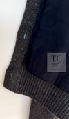 CHANEL 15B Charcoal Gray Silk Wool Cashmere Floral Applique Knit Cardigan 38 40 42 シャネル チャコールグレー シルク ウール カシミヤ お花アップリケ ニット カーディガン 即発