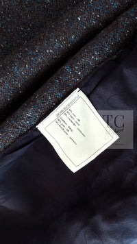 CHANEL 15B Charcoal Gray Silk Wool Cashmere Floral Applique Knit Cardigan 38 40 42 シャネル チャコールグレー シルク ウール カシミヤ お花アップリケ ニット カーディガン 即発