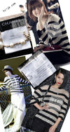 CHANEL 11A Black Moca Beige Stripe Border Cashmere Alpaca Tops Sweater 38 シャネル ブラック モカ ベージュ ボーダー カシミヤ アルパカ トップス セーター 女優 ハンヒョジュ 着 即発