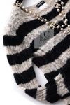 CHANEL 11A Black Moca Beige Stripe Border Cashmere Alpaca Tops Sweater 38 シャネル ブラック モカ ベージュ ボーダー カシミヤ アルパカ トップス セーター 女優 ハンヒョジュ 着 即発